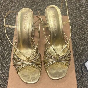 Anthropologie Metallic Gold Sandals